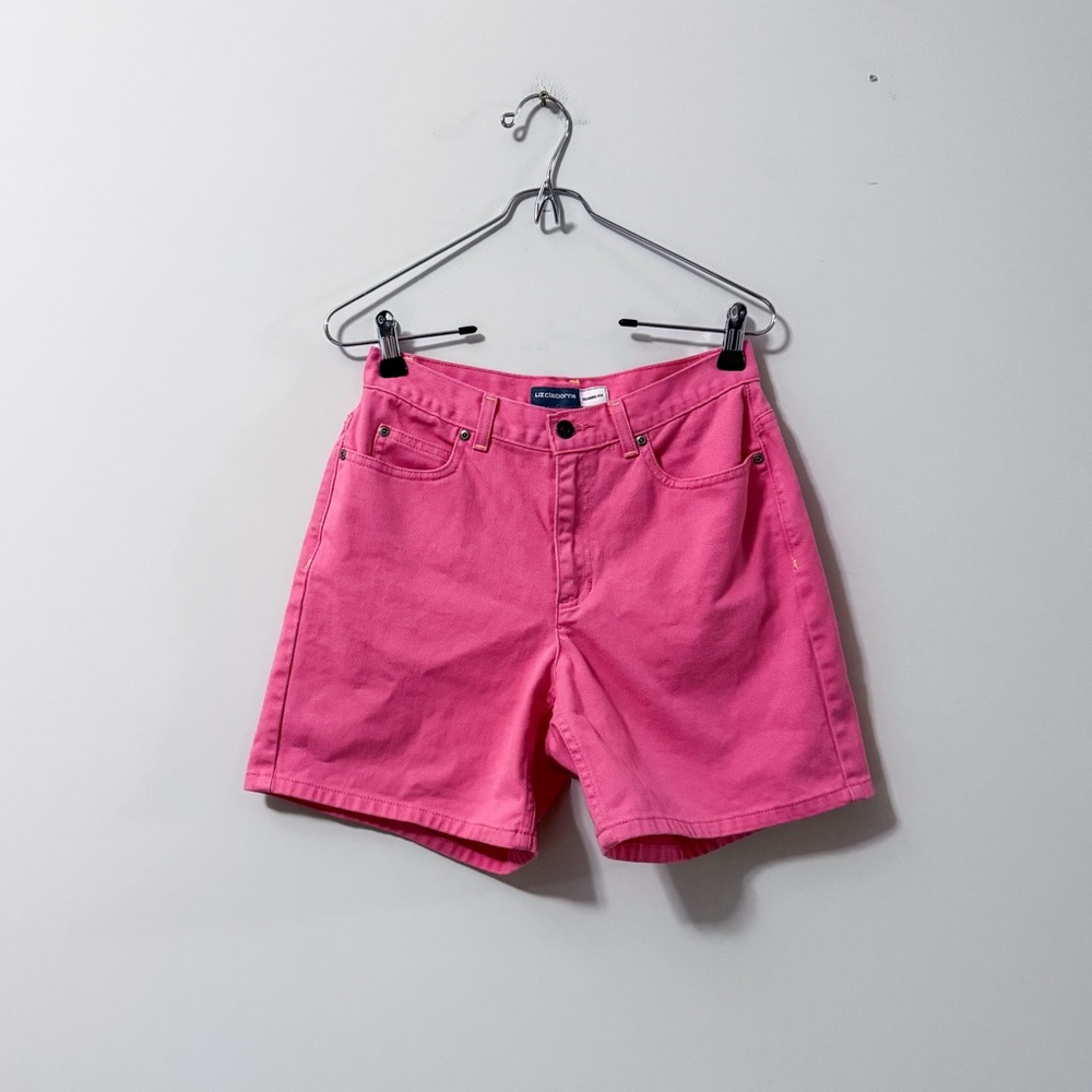 Vintage Liz Claiborne Classic Fit Hot Pink Bermuda Denim Shorts High Waisted